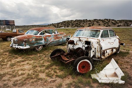 Voitures abandonnées, Bluewater, Nouveau-Mexique, États-Unis Photographie de stock - Rights-Managed, Code: 700-00847494