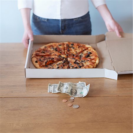 simsearch:700-00077839,k - Woman With Pizza and Change on Table Stock Photo - Rights-Managed, Code: 700-00865218