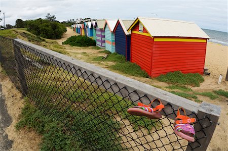 sandals lined up - Brighton Bathing Boxes, Dendy Street Beach, Brighton, Victoria, Australia Stock Photo - Rights-Managed, Code: 700-00865299