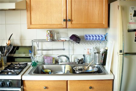 dirty kitchen images - Kitchen with Dishes in the Sink Stock Photo - Rights-Managed, Code: 700-00897201