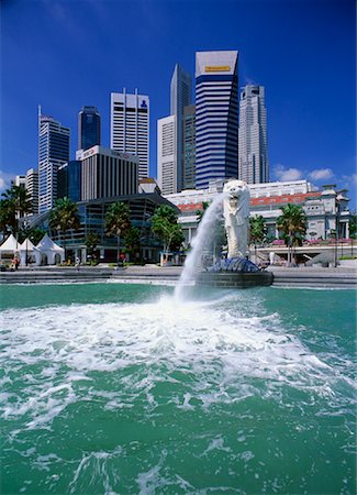 Merlion fontaine, Merlion Park, Singapour Photographie de stock - Rights-Managed, Code: 700-00909932