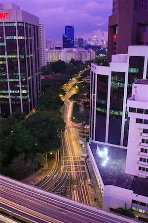 simsearch:700-00523565,k - City Artery at Dusk, Rajah Expressway and Cantonment Road, Singapore Foto de stock - Con derechos protegidos, Código: 700-00909933