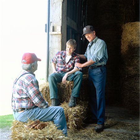 father son grandson back - People Sitting in Barn Talking Stock Photo - Rights-Managed, Code: 700-00910132