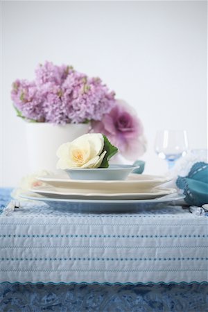 fine dining table setting with glasses - Place Setting Stock Photo - Rights-Managed, Code: 700-00912203