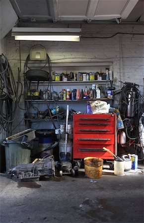 disordered room picture - Interior Of Mechanic's Garage Stock Photo - Rights-Managed, Code: 700-00947829