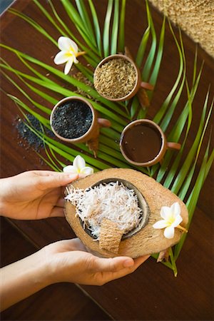 Ingredients for Coconut Body Scrub, Oberoi Hotel Spa, Mauritius Fotografie stock - Rights-Managed, Codice: 700-00955152
