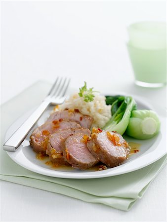 pak choi - Pork Tenderloin with Bok Choy Stock Photo - Rights-Managed, Code: 700-00983270