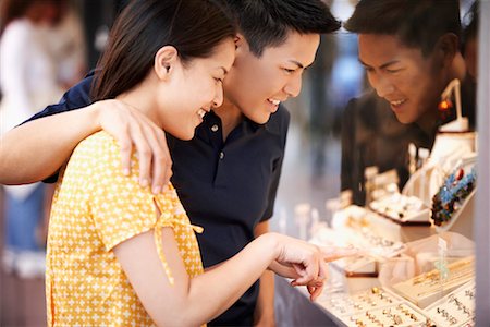 expensive jewelry - Couple Looking at Jewelry in Shop Window, San Francisco, California, USA Stock Photo - Rights-Managed, Code: 700-00983404