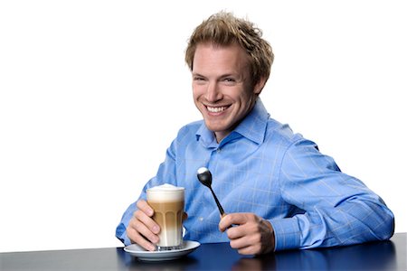ruprecht stempell - Man Drinking Latte Fotografie stock - Rights-Managed, Codice: 700-01014451