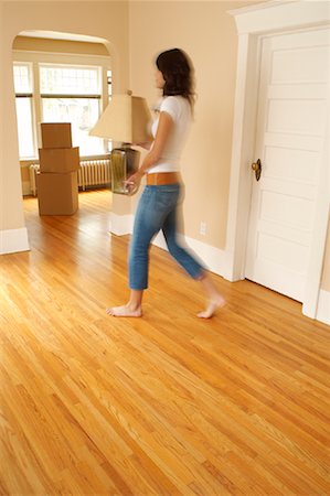 photos of asian people moving houses - Woman Carrying Lamp Stock Photo - Rights-Managed, Code: 700-01043086