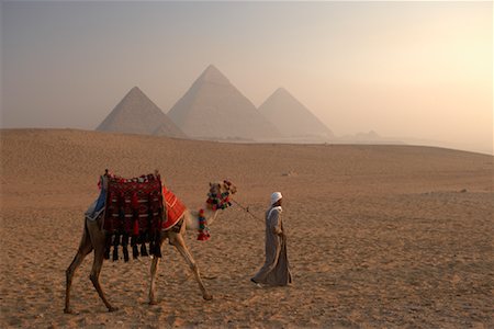 pyramid of menkaure - Man Leading Camel in the Desert, Giza Pyramids, Giza, Egypt Stock Photo - Rights-Managed, Code: 700-01043622