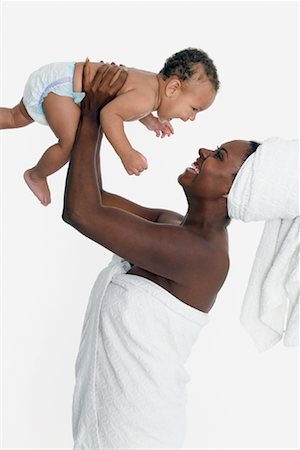 standing wrapped towel - Mother and Baby Stock Photo - Rights-Managed, Code: 700-01073778