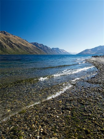 queenstown lake - Shoreline at Lake Wakatipu, Queenstoen, New Zealand Stock Photo - Rights-Managed, Code: 700-01083915