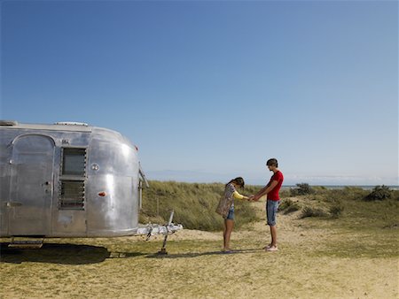 retro women camping - Couple with Camper Stock Photo - Rights-Managed, Code: 700-01111461