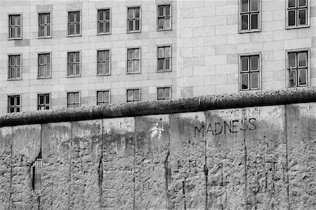 european buildings black and white - Remnant of Berlin Wall and Building, Berlin, Germany Stock Photo - Rights-Managed, Code: 700-01112480
