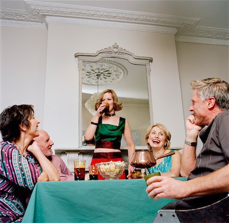 seniors friends talking - Friends at Fondue Party Stock Photo - Rights-Managed, Code: 700-01164066