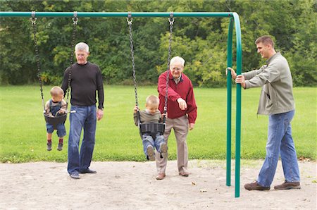 fall playground - Multigenerational Family in Playground Stock Photo - Rights-Managed, Code: 700-01163366