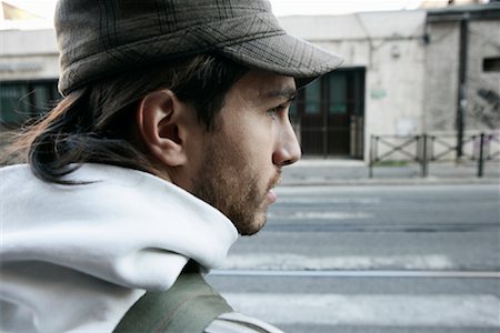 people waiting to cross street - Portrait of Man Outdoors Stock Photo - Rights-Managed, Code: 700-01172896