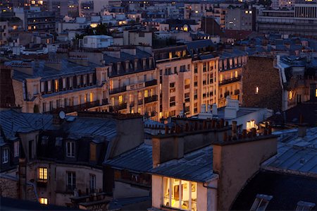 rooftop cityscape night - Paris at Night, France Foto de stock - Con derechos protegidos, Código: 700-01172919