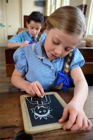 slate with chalk - Children in Schoolhouse Stock Photo - Rights-Managed, Code: 700-01173176