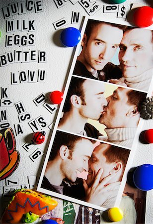 Portrait of Same-Sex Couple on Refridgerator Stock Photo - Rights-Managed, Code: 700-01173598