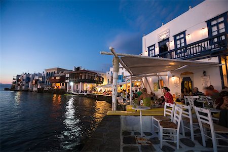 exterior cafe in greece - Little Venice, Mykonos Town, Mykonos, Greece Stock Photo - Rights-Managed, Code: 700-01185430