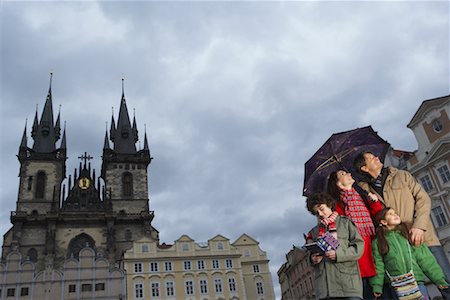 family in rain - Family Sightseeing Stock Photo - Rights-Managed, Code: 700-01185735