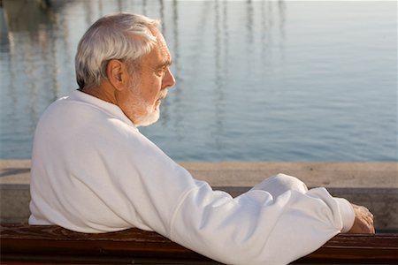 photos of old men on bench - Man Outdoors Stock Photo - Rights-Managed, Code: 700-01183263
