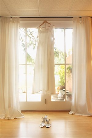 french door - Wedding Gown Hanging in Window Stock Photo - Rights-Managed, Code: 700-01195038