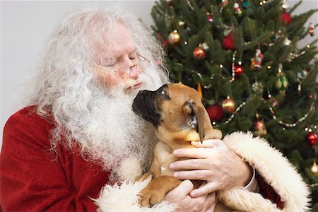 simsearch:700-01195275,k - Santa Claus with Puppy Foto de stock - Con derechos protegidos, Código: 700-01195278