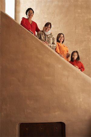 family poses standing on stairs - Multigenerational Family Portrait Stock Photo - Rights-Managed, Code: 700-01195380