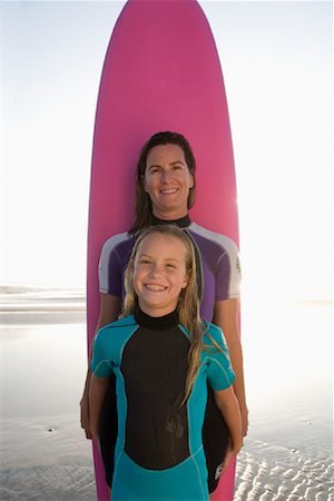 Portrait of Mother and Daughter With Surfboard Stock Photo - Rights-Managed, Code: 700-01199381
