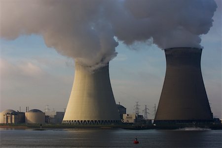 steam power plant - Nuclear Cooling Towers, Doel, Belgium Stock Photo - Rights-Managed, Code: 700-01199801