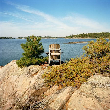 Chair at Lookout, Georgian Bay, Ontario, Canada Fotografie stock - Rights-Managed, Codice: 700-01223388