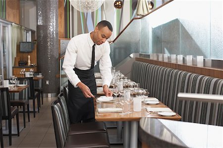 setting table and one person - Waiter Setting Table Stock Photo - Rights-Managed, Code: 700-01223506