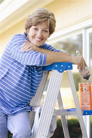 painting windows ladder - Portrait of Mature Woman Stock Photo - Rights-Managed, Code: 700-01223954