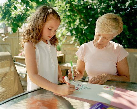Grandmother and Granddaughter Drawing Stock Photo - Rights-Managed, Code: 700-01234787