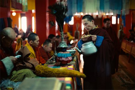 robe (draped garment) - Monks in Monastery, Gandantegchinlen Khiid Monastery, Mongolia Stock Photo - Rights-Managed, Code: 700-01234977