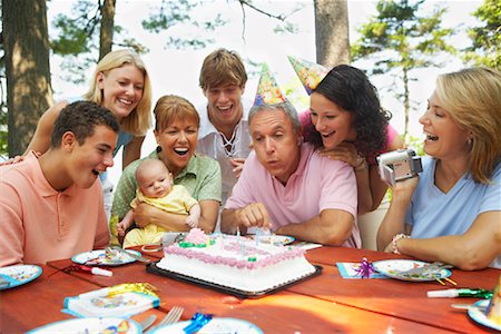 senior generation family group hug - Family Birthday Party Stock Photo - Rights-Managed, Code: 700-01236656