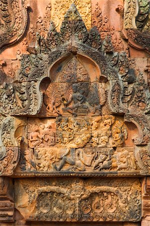 Stone Carvings, Banteay Srei, Siem Reap, Kambodscha Stockbilder - Lizenzpflichtiges, Bildnummer: 700-01248517