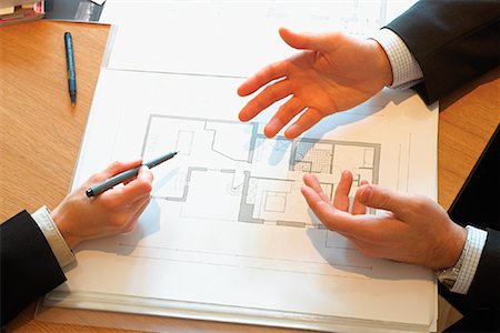 drawing (visual aid) - Business People Talking over Blueprint Stock Photo - Rights-Managed, Code: 700-01259854