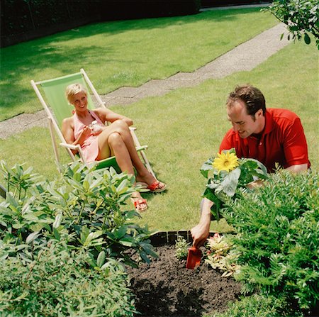 deckchair garden - Couple in Garden Stock Photo - Rights-Managed, Code: 700-01259864