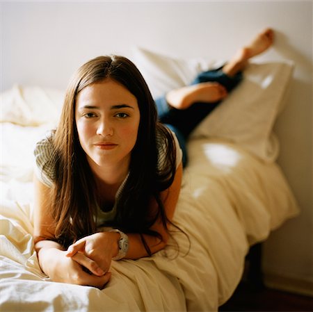 Portrait of Girl on Bed Stock Photo - Rights-Managed, Code: 700-01260108