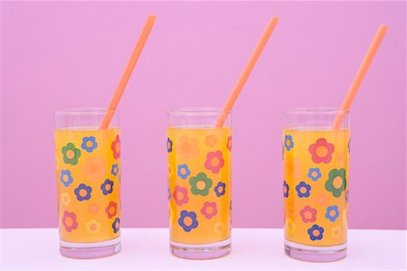 picture with three colored cups - Row of Drinking Glasses Stock Photo - Rights-Managed, Code: 700-01260448