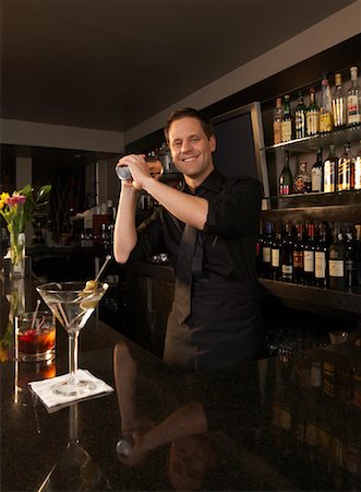 drink shaker - Bartender Making Martini Stock Photo - Rights-Managed, Code: 700-01275262