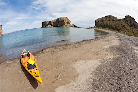 Kayak on Beach, Sea of Cortez, Baja California, Mexico Foto de stock - Con derechos protegidos, Código: 700-01275415