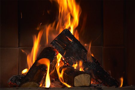 detail of fireplace in the inside of a home - Fireplace Stock Photo - Rights-Managed, Code: 700-01275915