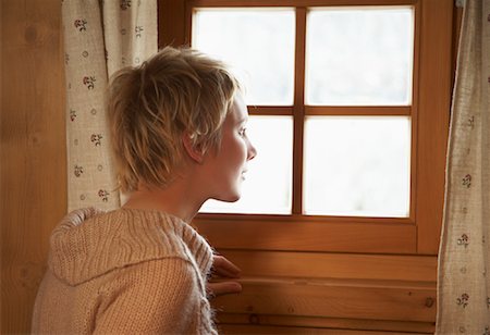 Woman Looking Out Window Stock Photo - Rights-Managed, Code: 700-01275937