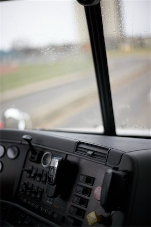 semi truck cab interior - Interior of Truck Cab and Rain on Windshield Stock Photo - Rights-Managed, Code: 700-01296014