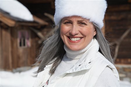 fur hat for older women - Portrait of Woman Outdoors Stock Photo - Rights-Managed, Code: 700-01296171
